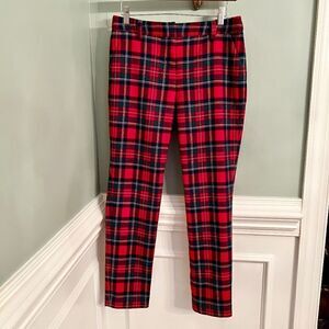 EEUC Women's Vineyard Vines Red Tartan Plaid Stretch Ponte Ankle Pants Size 4